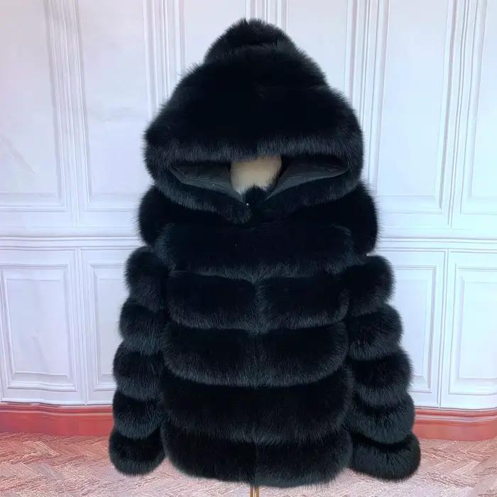 Manteau de fourrure femmes manteaux d'hiver pardessus femme vestes de fourrure pour femmes manches longues capuche femmes manteaux de fourrure véritable vêtements de fourrure réelle