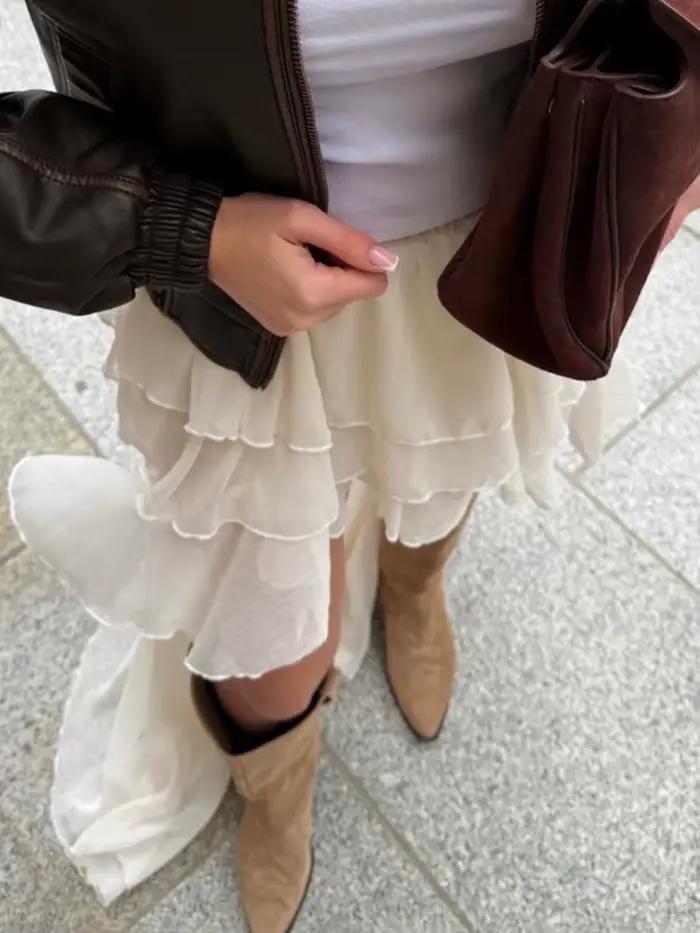 Tossy décontracté jupe irrégulière pour les femmes solide taille haute plis amples transparent mode Y2k jupes tenue