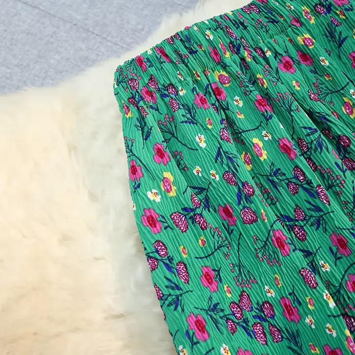 Jupe sirène élégante Seoulish à imprimé floral vert pour femme