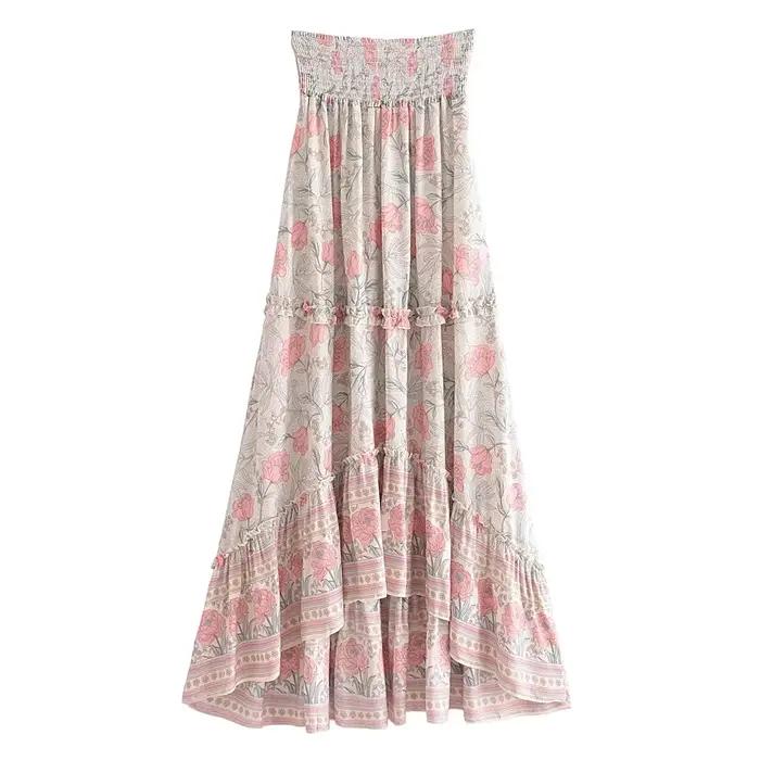 Jupe bohème Happie Queens Floral Print Maxi A-Line Chic et Libre Occasions Spéciales Femmes