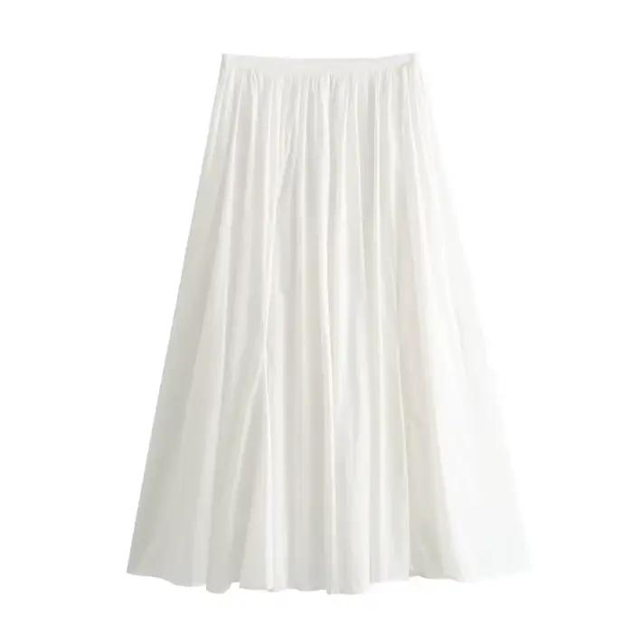 Jupe plissée pour femmes décontracté Chic blanc dames jupes TRAF