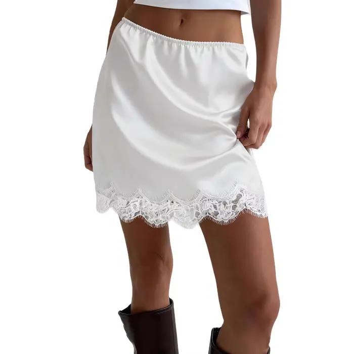 Jupe courte haut de gamme A-line, élégante et ajustée, pour femme, nouvelle collection printemps-été, en dentelle française et acétate