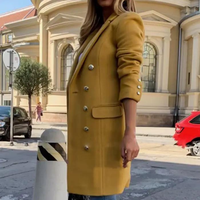 Pardessus en laine à manches longues pour femme, classique, coupe ajustée, décontracté