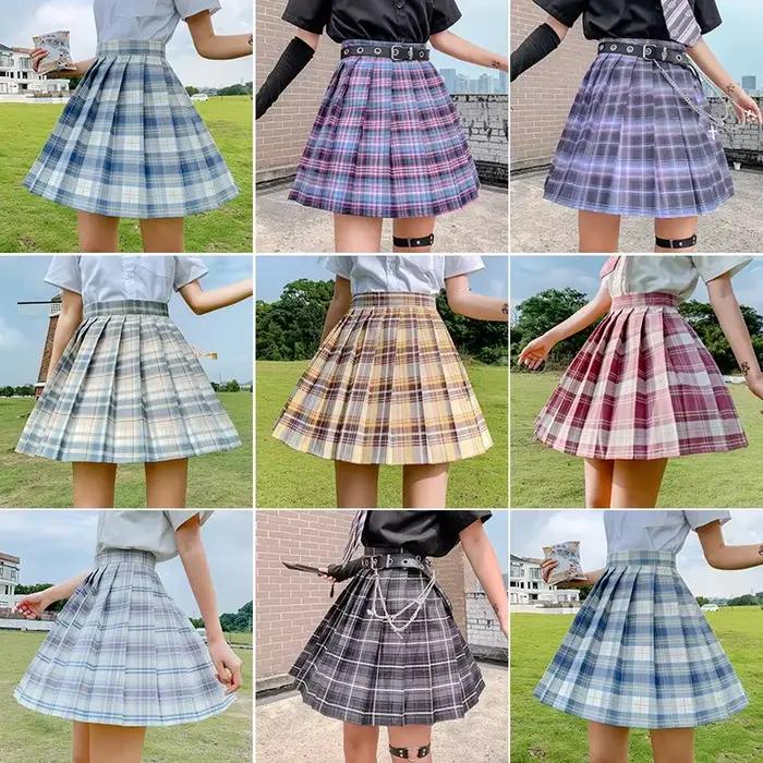 JKPlaid jupe Style japonais taille haute Original