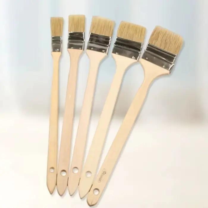 Nouvelle brosse à peinture marine à long manche, poils de porc mélangés, manche en bois massif, brosse à peinture murale, brosse à barbecue en forme de coude, artisanat artistique