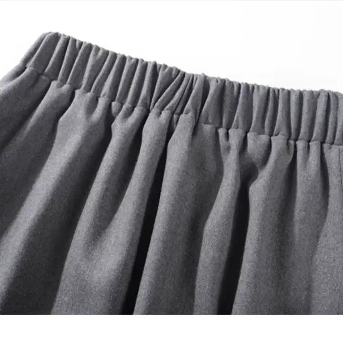 Mori Girl Style Vintage gris dentelle nœud Tweed Maxi jupe automne hiver mode Simple taille haute a-ligne volants