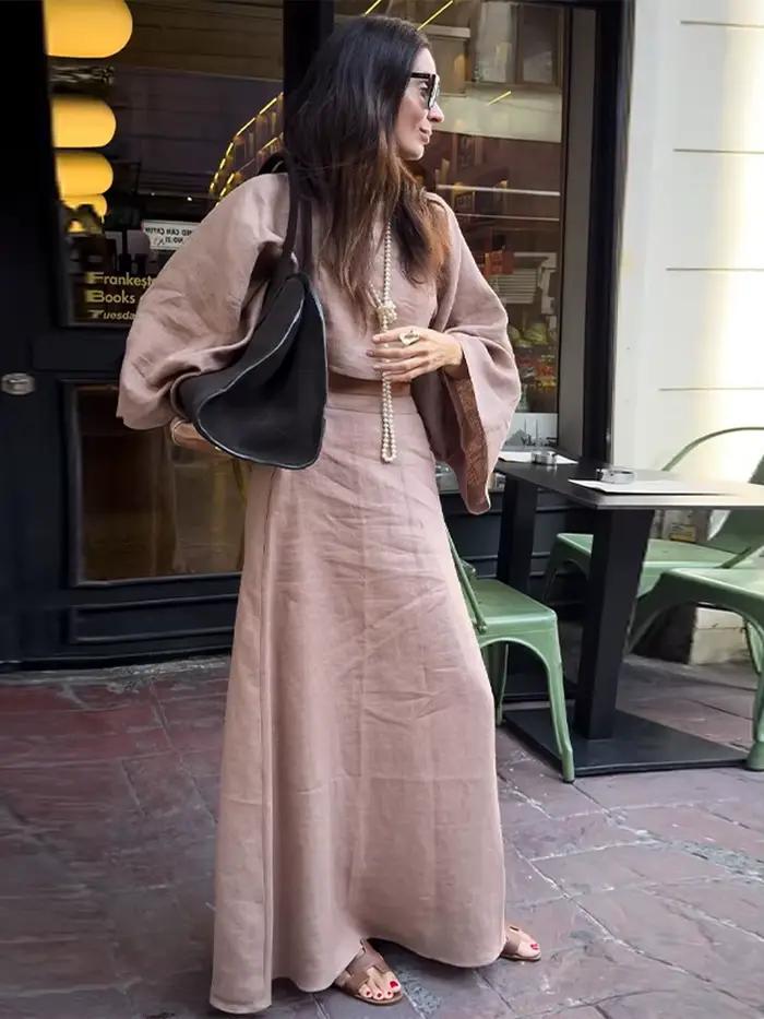 Costume jupe ample doublé de coton pour femmes