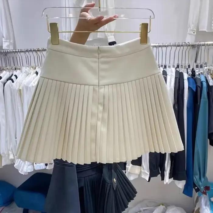 Jupe plissée noire préppy coréenne en laine et polyester, élégante et polyvalente pour femmes, occasions spéciales et tenues quotidiennes