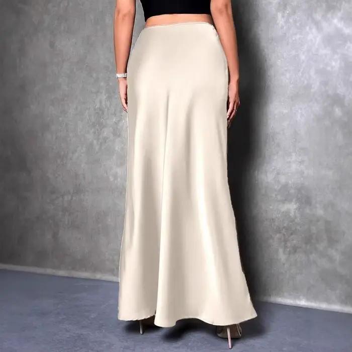 Jupe en Satin taille haute Maxi Cocktail fête de mariage une ligne jupes longues pour les femmes