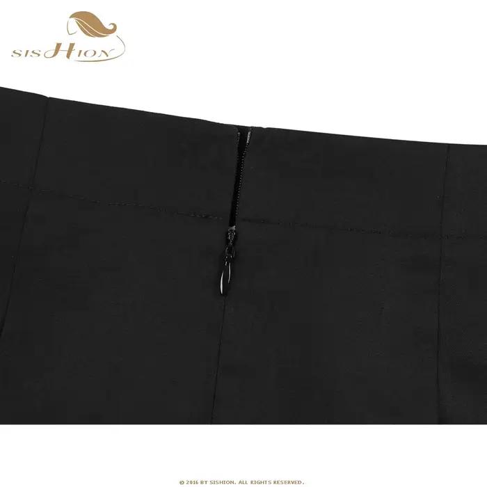 SISHION coton Sexy jupe noire SS0008 taille haute Vintage couleur unie Mini