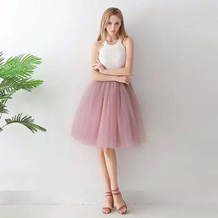 5 couches 65 cm noir Jupe plissée Sexy Midi Tulle