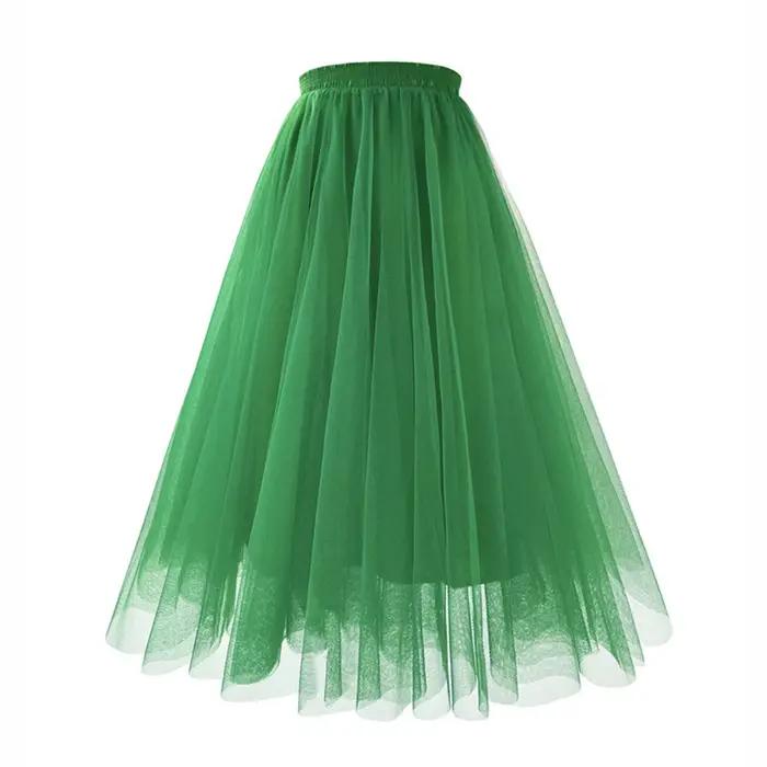 Jupe plissée en maille de couleur unie pour femmes