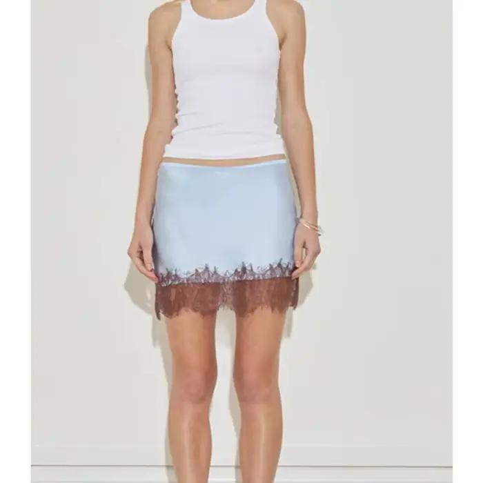 Mini-jupe sexy en dentelle patchwork pour femme, élégante, droite, élastique, décontractée, ajustée, mode streetwear
