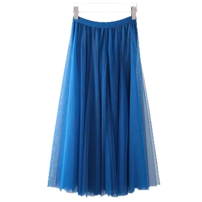 Jupe longue évasée plissée taille haute pour femme
