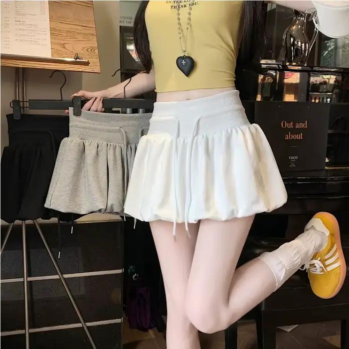 Jupe mi-longue bouffante taille haute pour femme