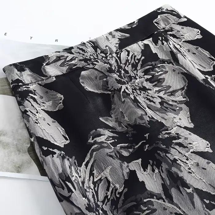 ZUZK Vintage Jacquard jupe moulante nouvelle taille haute élastique mince printemps automne femmes Style chinois élégant jupes crayon