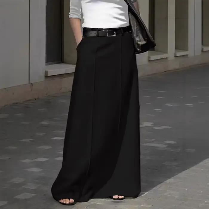 Jupes pour femmes 2025 nouveau printemps été mode noir blanc couleur ample taille haute décontractée bureau jupe longue