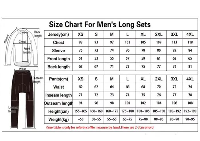 Équipe de cyclisme Maillot de cyclisme pour hommes Ensemble à manches longues Vêtements de vélo VTT Tenue Velo Homme Vêtements de vélo