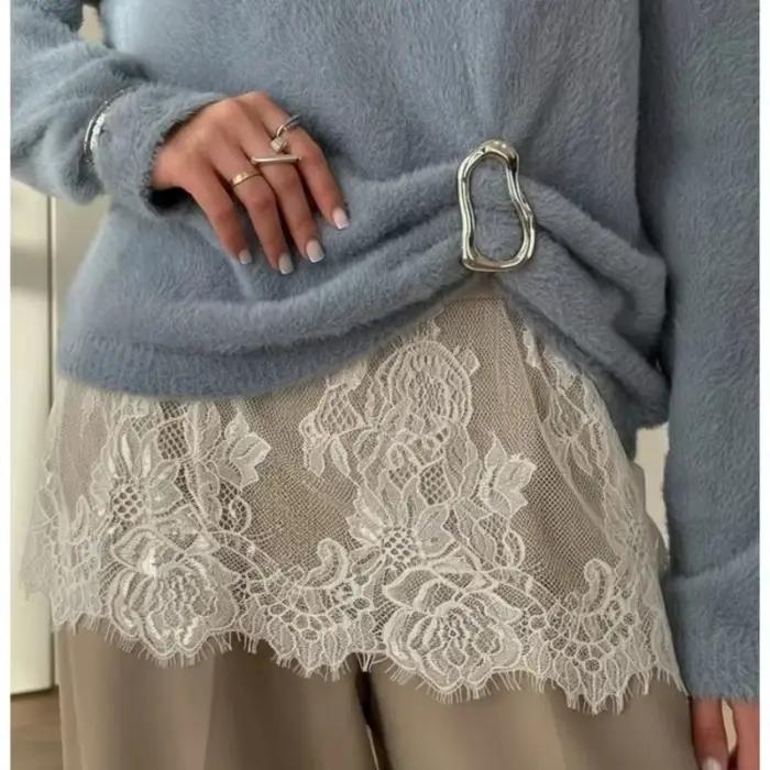 Mini-jupe sexy transparente en dentelle et résille