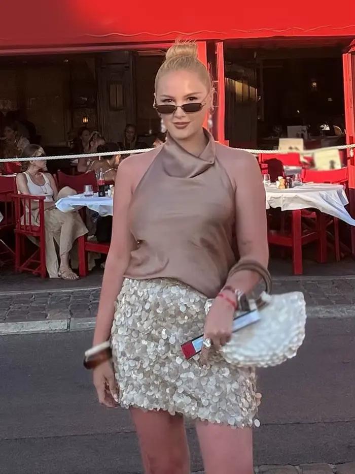 HH femmes été nouvelle mode taille haute mince solide paillettes Mini jupe femme Sexy hanche côté fermeture éclair Punk