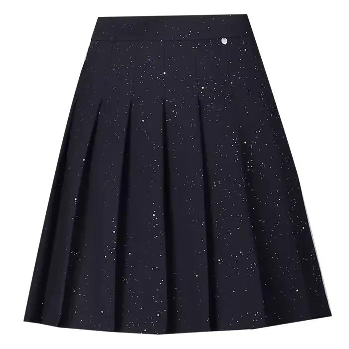 ZUZK haute qualité paillettes courte jupe plissée tissu sergé printemps taille élastique minceur a-ligne