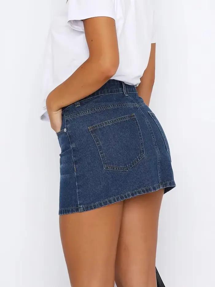 Rétro femmes Denim jupe Vintage taille haute mince Sexy Mini jupes été Streetwear décontracté tout Match dame jean