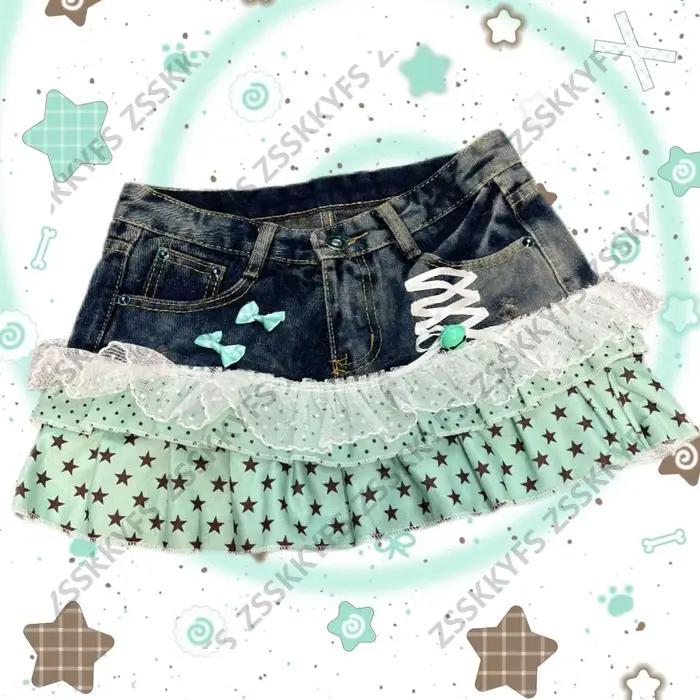 Mini-jupe en jean vintage Y2K style années 2000