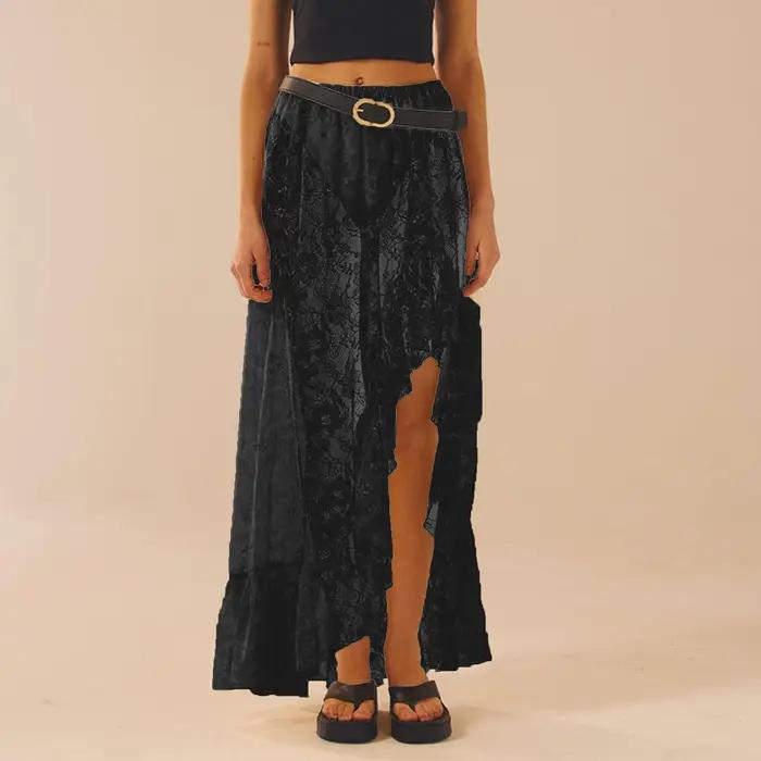 Femmes asymétrique dentelle jupes fluides Vintage