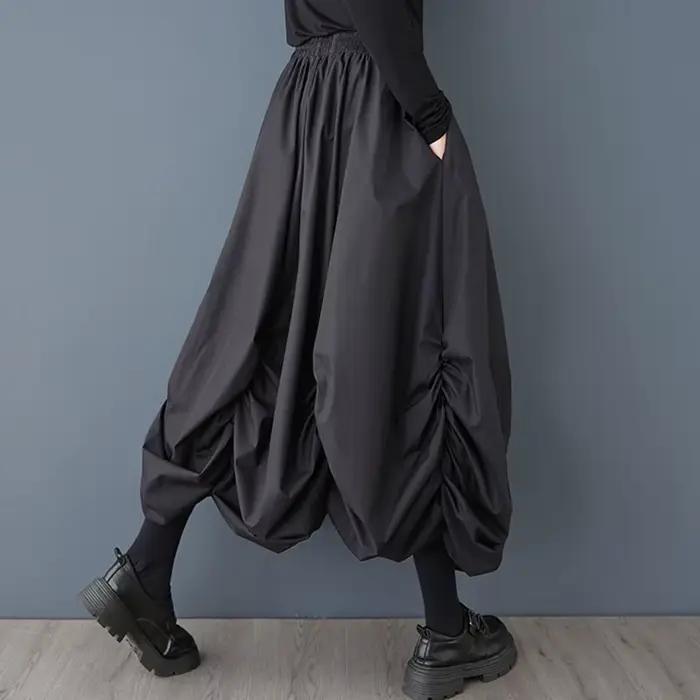Jupe longue décontractée ample taille haute vintage en coton grande