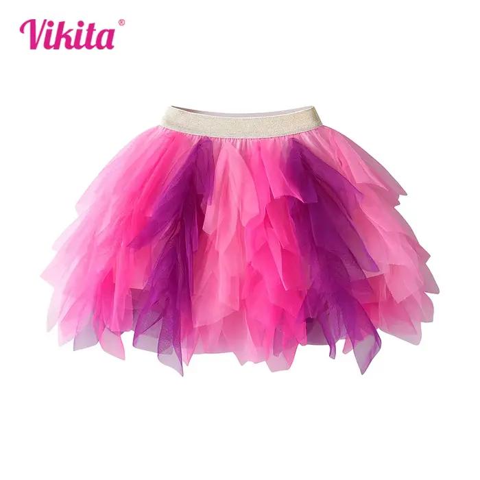 VIKITA filles gâteau jupes enfants maille irrégulière Tulle couches Tutu jupe