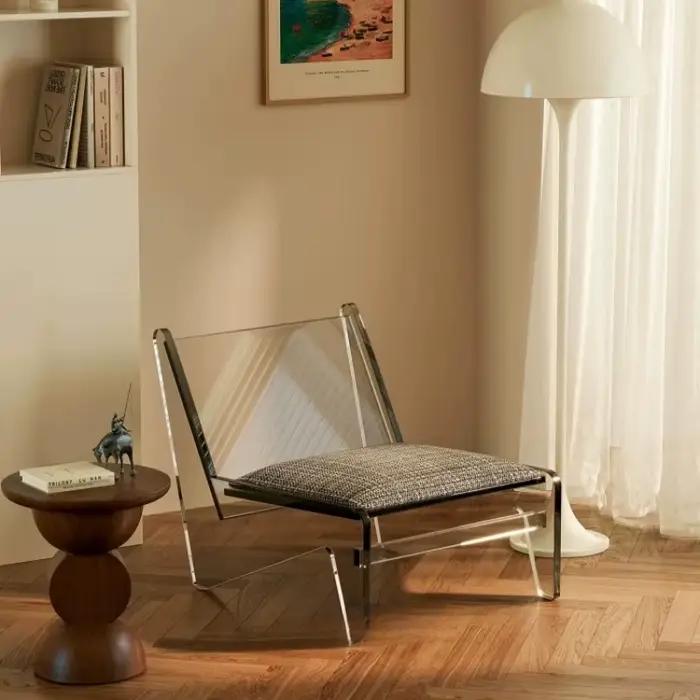 Fauteuils de salon vintage, chaises de balcon, chaises de salon confortables de style français, chaises uniques en acrylique, mobilier de style Mid-Century
