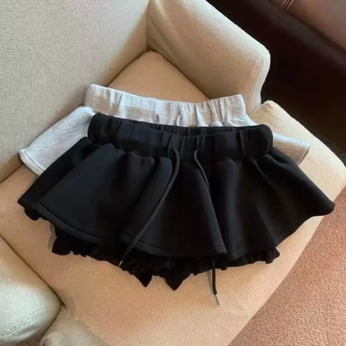 Jupe noire sexy pour femme, taille haute, coupe trapèze, mini-jupe bouffante