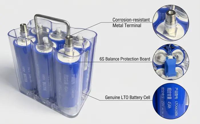 Batterie LTO Yinlong 12V 45Ah, tension nominale 13,8V, 25000 cycles, cycle profond -50 ℃ ~65 ℃ Alimentation à démarrage basse température Nouvelle AAA