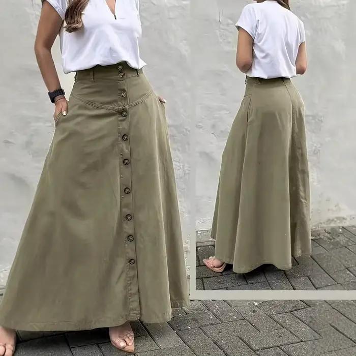 Falda Disfraz Ropa Mujer jupe boutonnée taille haute polyvalente pour l'automne hiver
