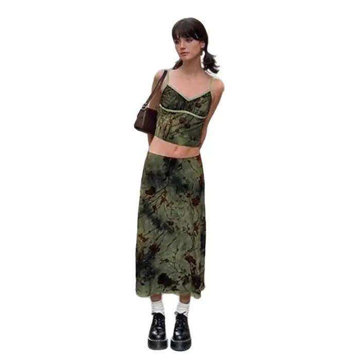 Jupe taille haute imprimée style vintage américain, jupe au tempérament Spice Girl
