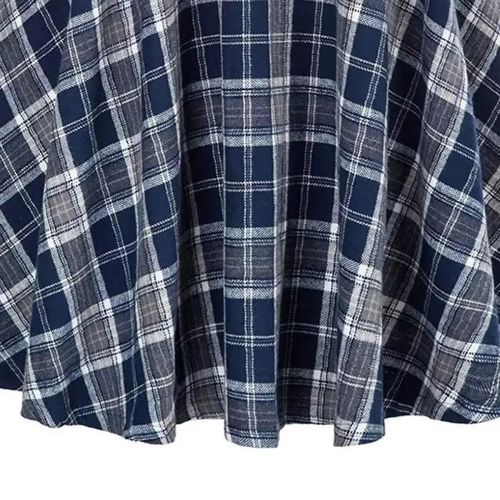 Jupe midi à imprimé écossais pour femmes, style rétro, coupe trapèze, effet amincissant, automne hiver, sortie nocturne