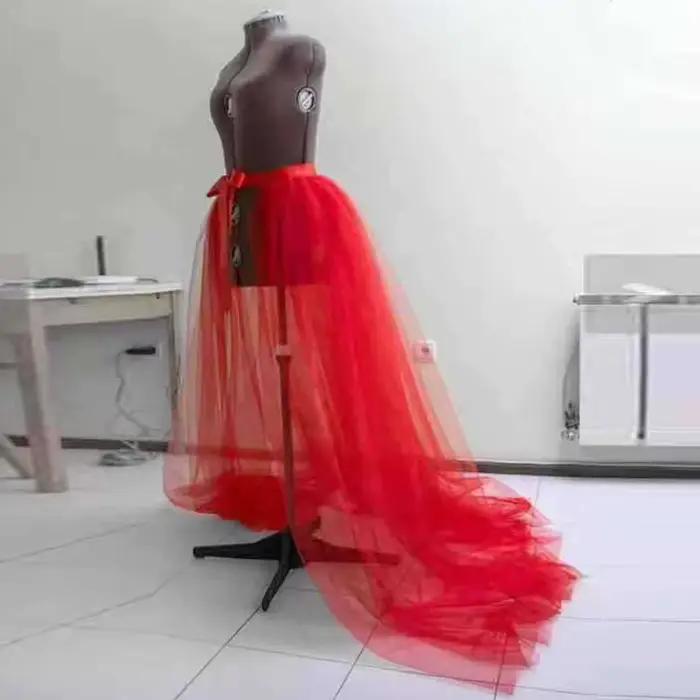 Maxi jupe en tulle 3 couches pour femmes, robes de bal détachables, élégante et féerique pour mariage, soirée déguisée, cocktail, club, cravate, à volants, jupes de train de mariée