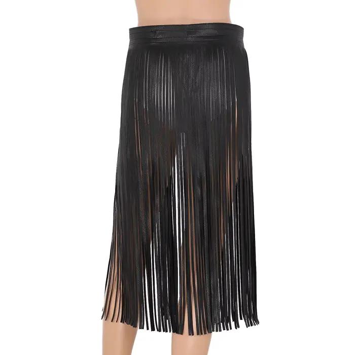 Jupe à franges en similicuir avec pompon pour femme, ceinture de décoration de personnalité brève, marée de mode, jupes à franges assorties, printemps et été 2021
