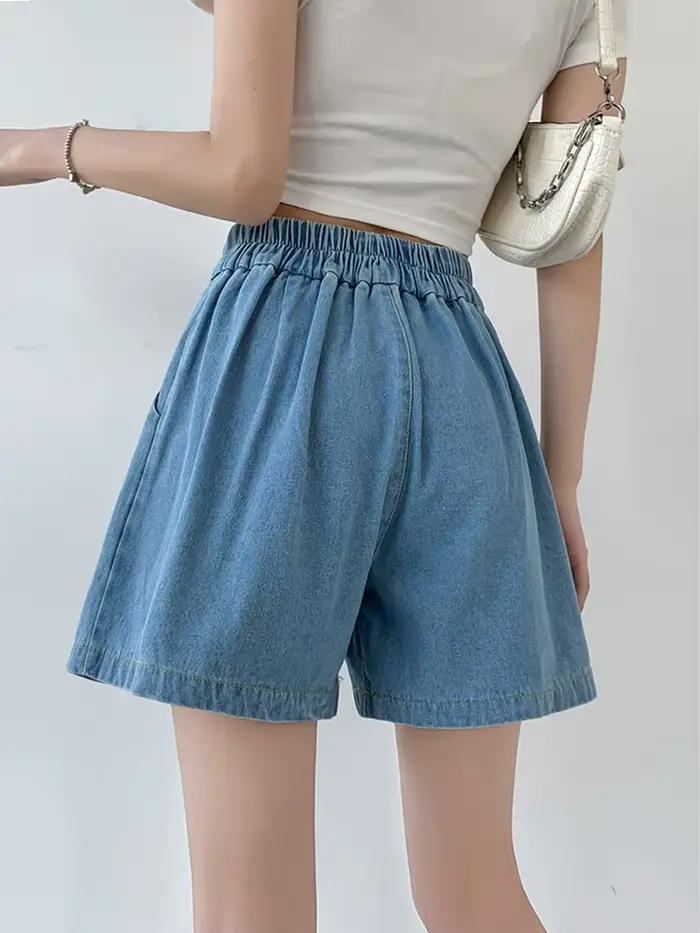 Short denim ample ISUREYOUNG pour femmes, style doux, bleu ciel ou profond, taille haute, plissé, ajusté, pour été, plage, soirées, polyvalent
