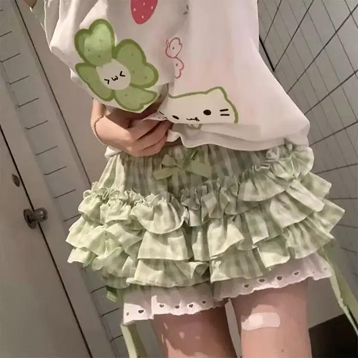 Jupe mi-longue d'été à taille haute à carreaux
