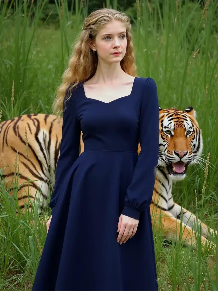Robe femme automne femme à manches longues col carré élégant beau féminin assez doux belle fantaisie exquise Simple
