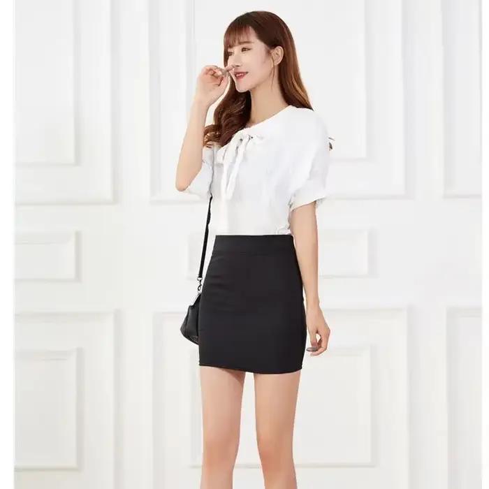 Jupe courte élastique coupe cintrée Style coréen couche de Base pour femmes coton tricoté été demi-corps