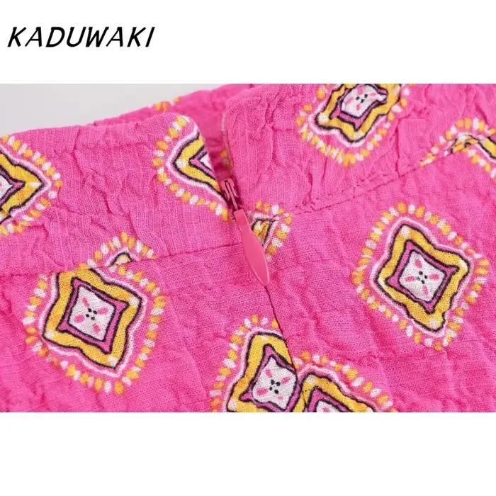 KADUWAKI Y2k imprimé jupes Maxi ensemble sans manches à lacets débardeurs taille haute Baggy