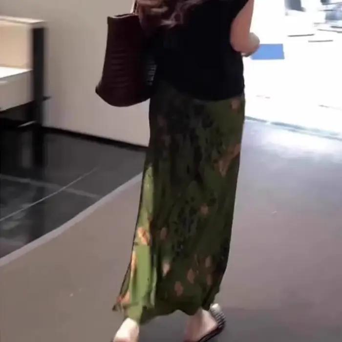 Jupe longue rétro taille haute évasée pour femme