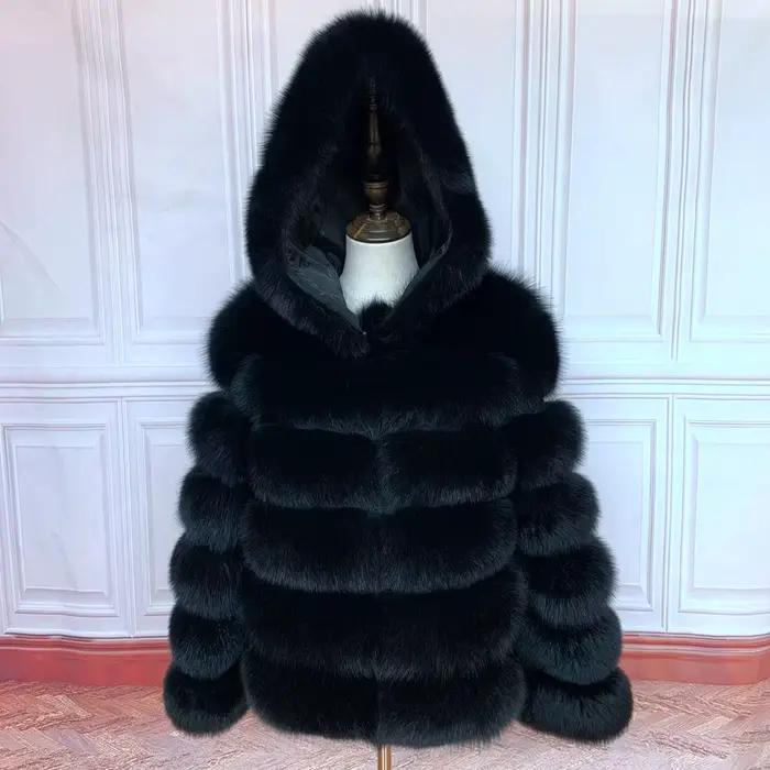 Manteau de fourrure femmes manteaux d'hiver pardessus femme vestes de fourrure pour femmes manches longues capuche femmes manteaux de fourrure véritable vêtements de fourrure réelle