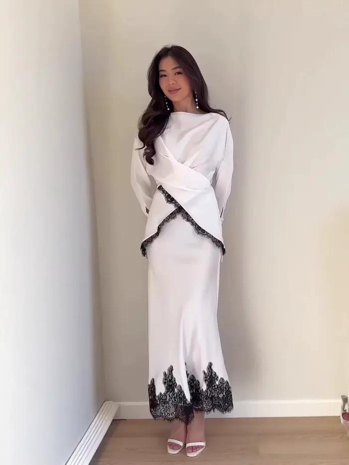 Ensemble 2 pièces jupe et chemise en dentelle