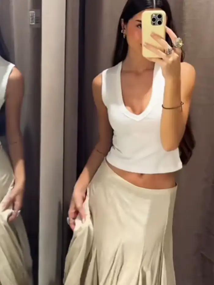 Jupe mi-longue HH Taille Haute Coupe Evasée Style Streetwear Fermeture Éclair Latérale Pour Femmes Occasions Spéciales Printemps