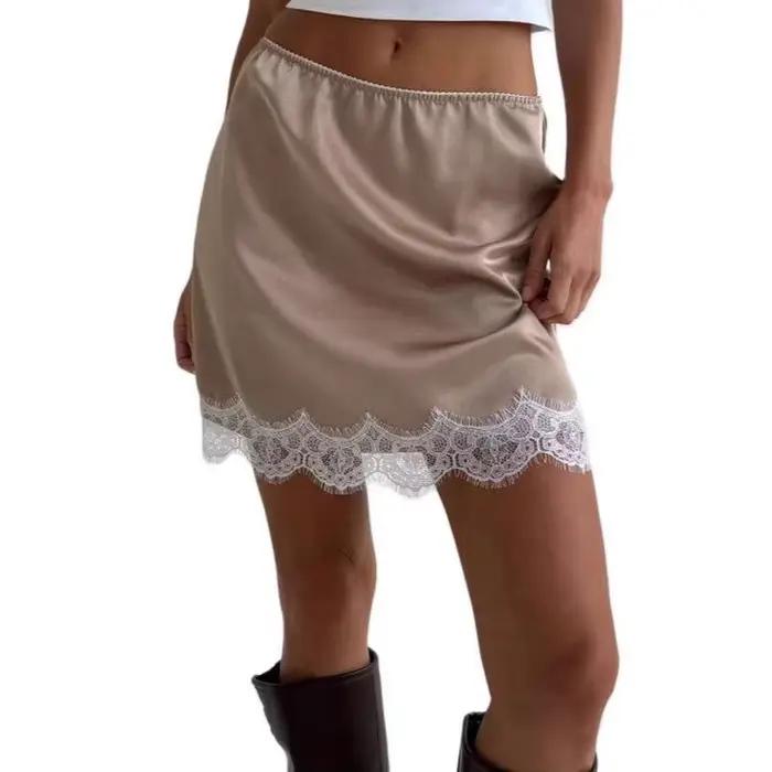 Jupe courte haut de gamme A-line, élégante et ajustée, pour femme, nouvelle collection printemps-été, en dentelle française et acétate