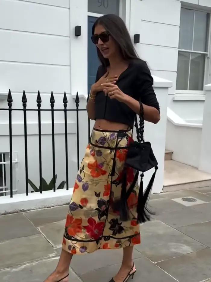 Jupe midi élégante à imprimé floral pour femme