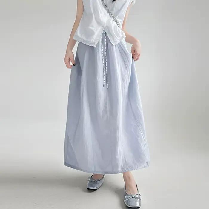Nouvelles jupes longues décontractées japonaises en coton et lin pour femme